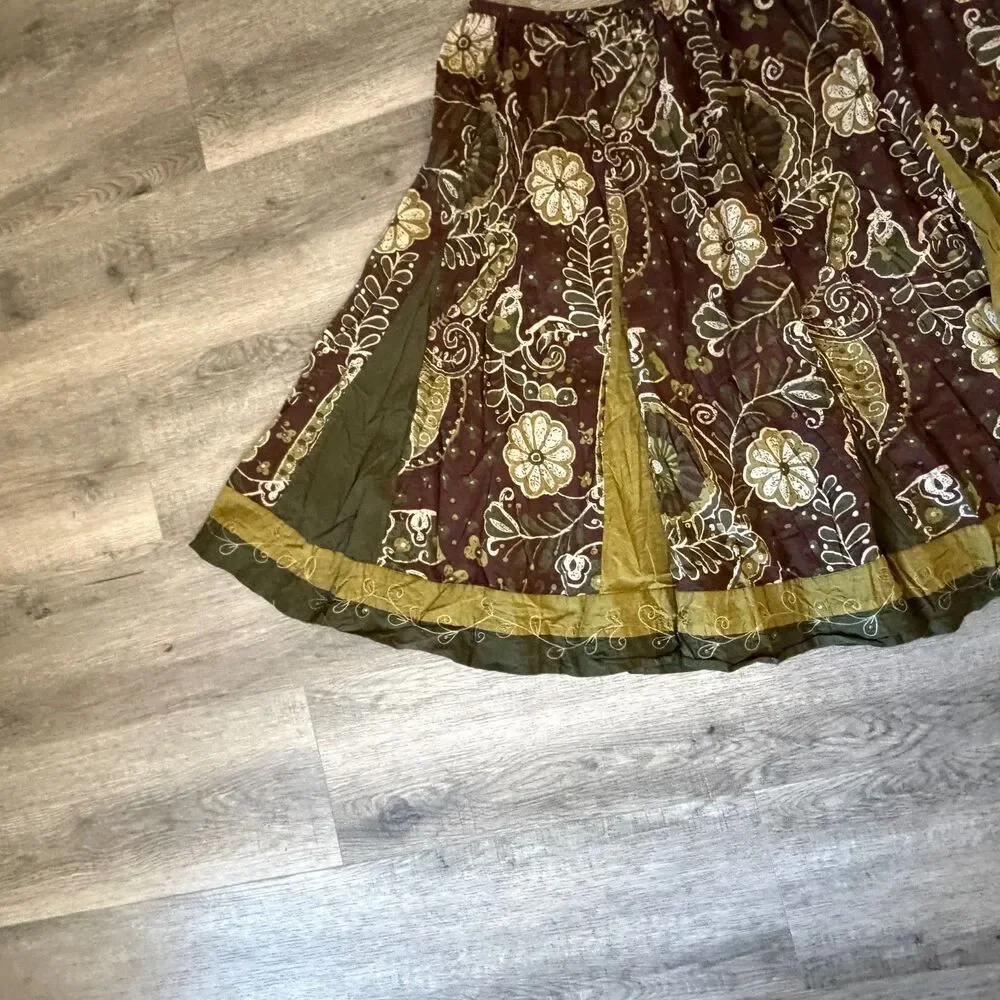 Vintage Boho Floral Cottage Prairie Festival Folk Gypsy Skirt Plus Size 22/24